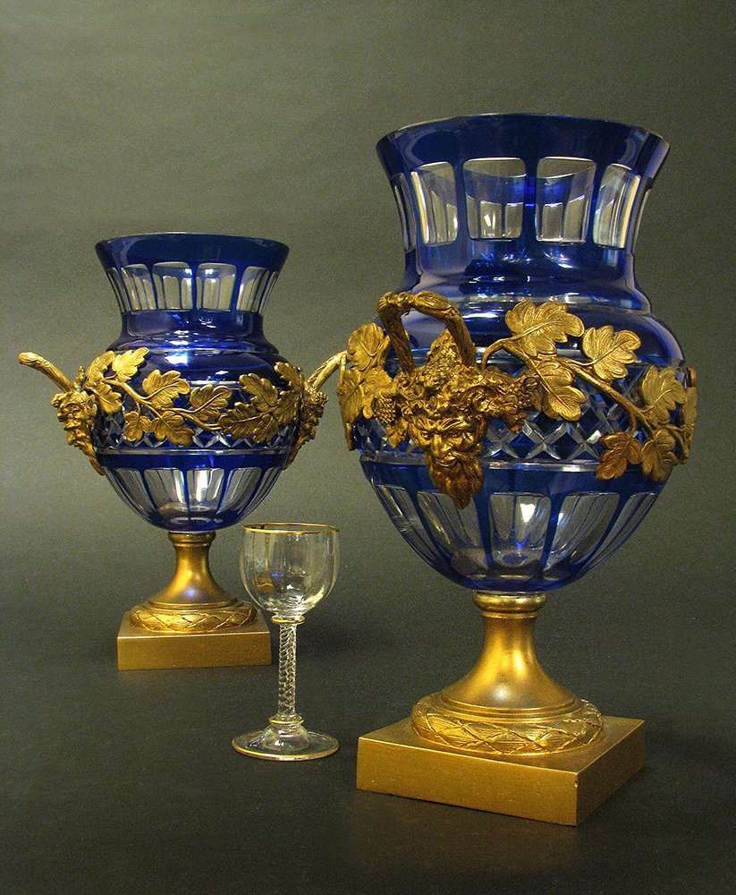 Exceptional Pair of 19th C. Bronze/Crystal Vases/urns (1 of 7)