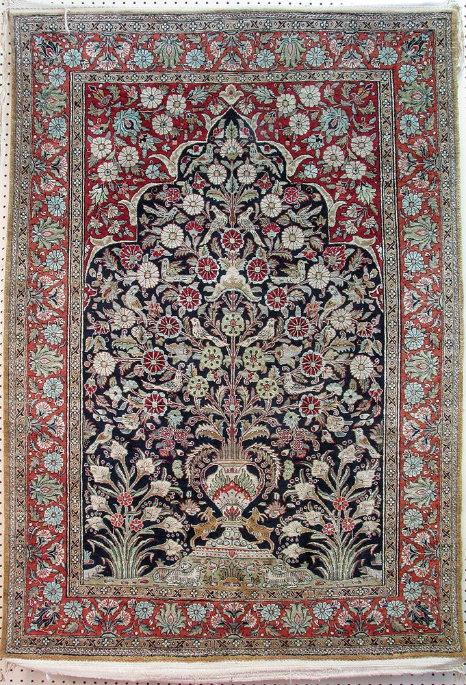 Authentic Persian handmade rug woven of pure silk (1 of 2)