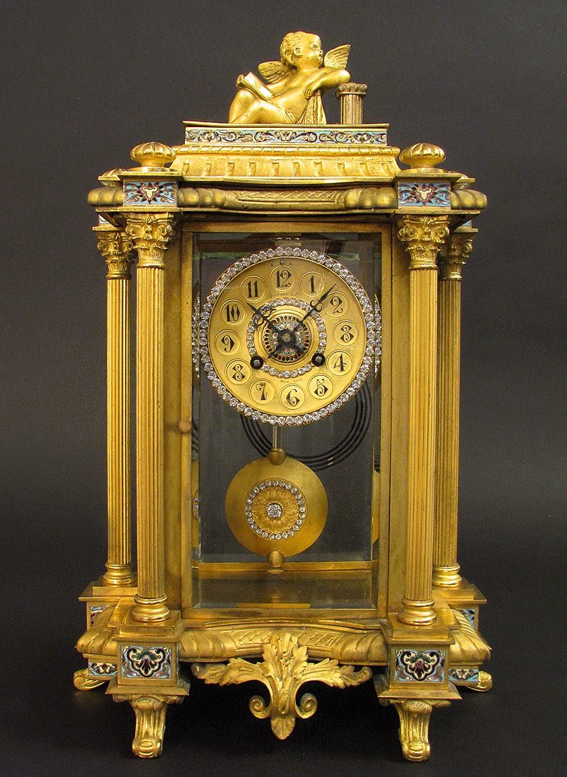 French Bronze & Crystal Enamel Champleve Signed TIFFANY (1 of 10)