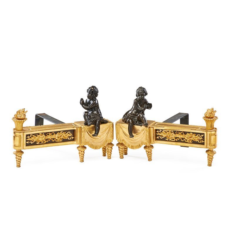 Pair of French 19th C. Bronze Chants/ Andirons (1 of 1)