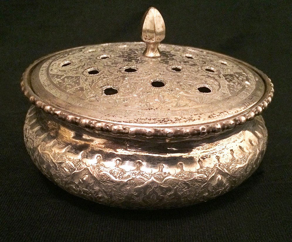 Antique Persian 84% Silver Potpourri Bowl (1 of 4)