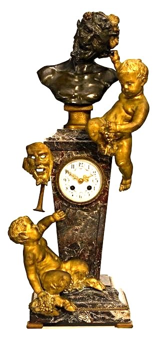 Large 19th C. Bronze and Rouge Marble Figural Clock (1 of 1)