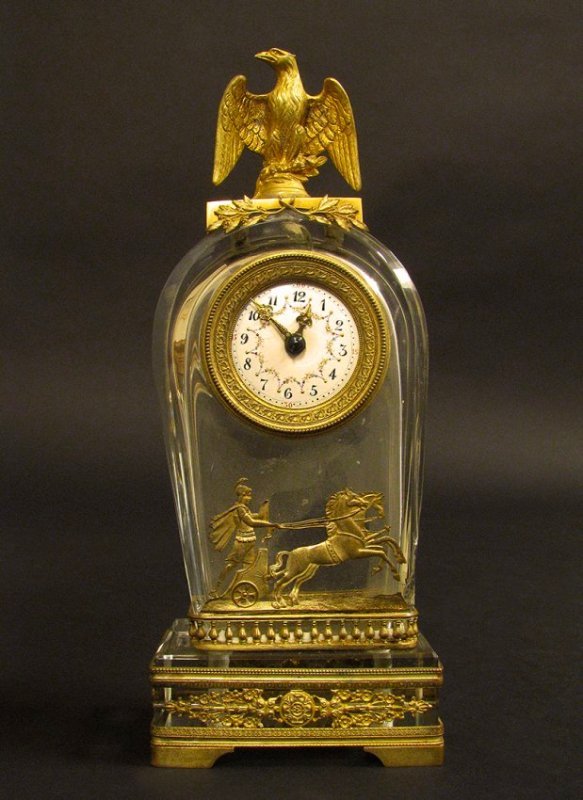 19th C. Bronze and Baccarat Crystal Clock (1 of 3)
