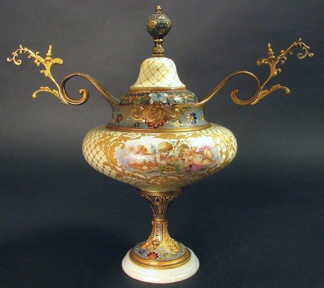 19th C. French Champleve Enamel & Bronze Centerpiece (1 of 5)