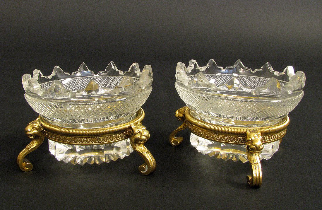 Pair of 19th C. Bronze & Baccarat Crystal Salt Cellars (1 of 6)