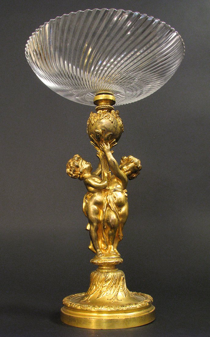 Magnificent 19th C. Bronze Crystal Centerpiece: Magnificent Baccarat Style 19th C. Bronze Crystal Centerpiece.H: 18.1/2"D: 11.1/2