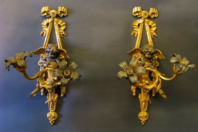Very Fine 19th C. Pair of Figural Bronze Scones (1 of 6)