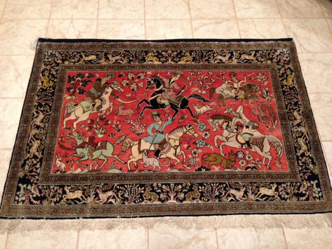 Semi-Antique Silk Persian Rug, Qom (1 of 3)