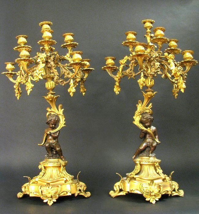 19th Century Monumental Pair of Bronze Candelabras (1 of 7)