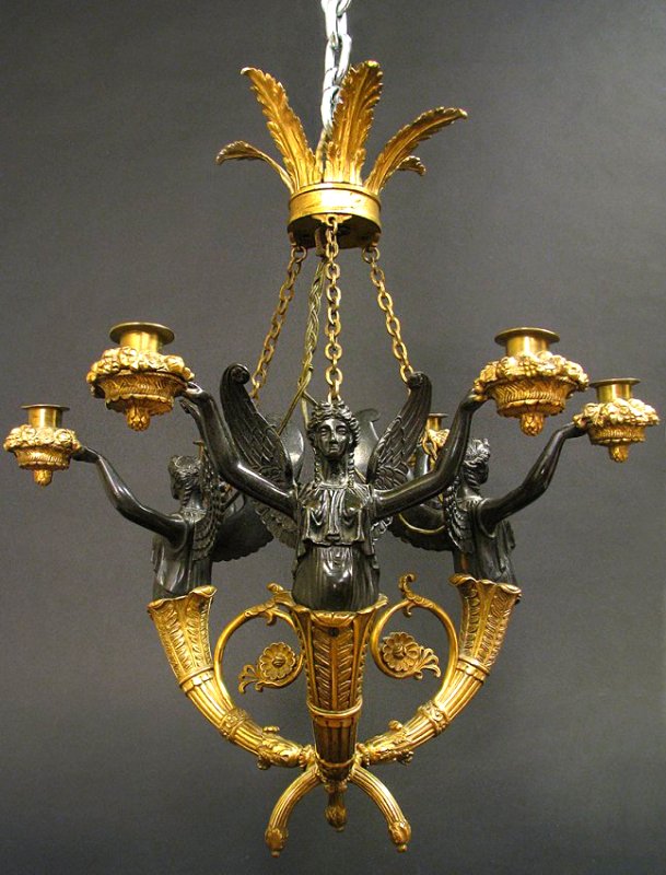 Magnificent 19th C. Empire Style Figural Chandelier (1 of 8)