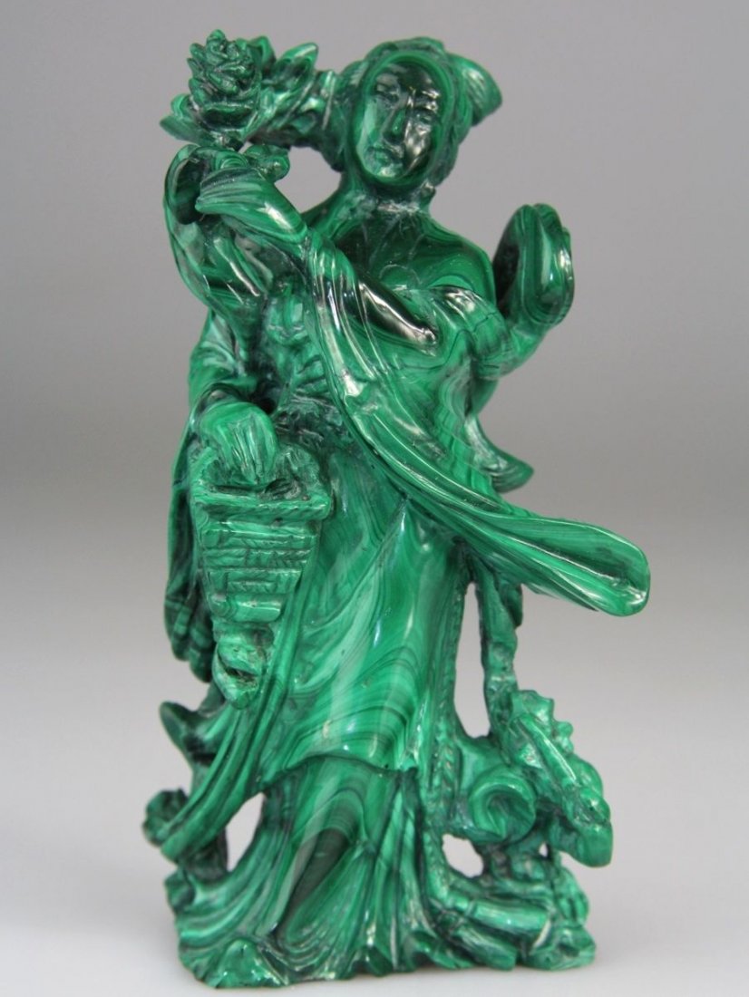 Chinese Malachite Kwanyins Buddha Stone Carved Figure (1 of 7)