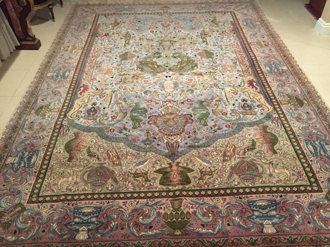 Large Handmade Persian Tabriz Pictorial Rug 8'x11' (1 of 3)
