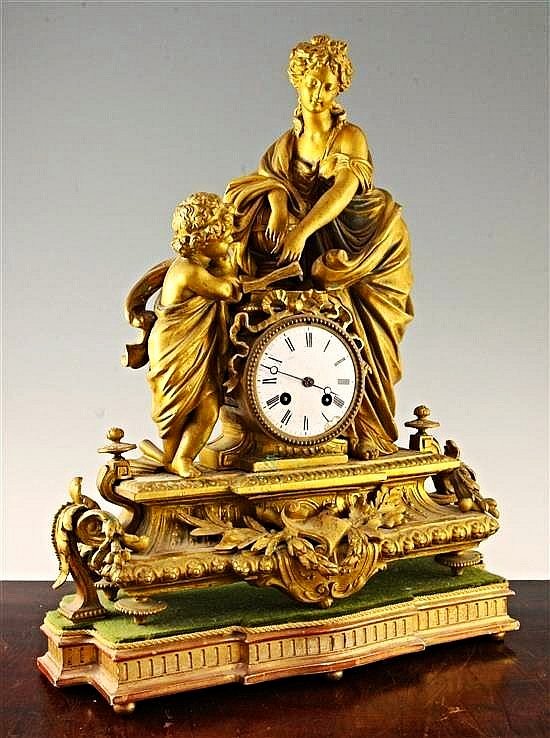 A late 19th century French gilt mantel clock 17 3/4'' (1 of 1)