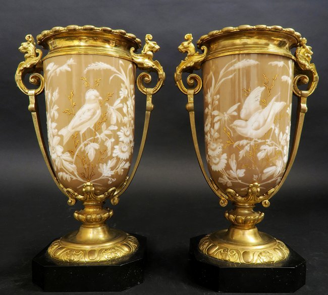 Pair of Ormolu-Mounted & Pate Sur Pate Porcelain Vases (1 of 4)