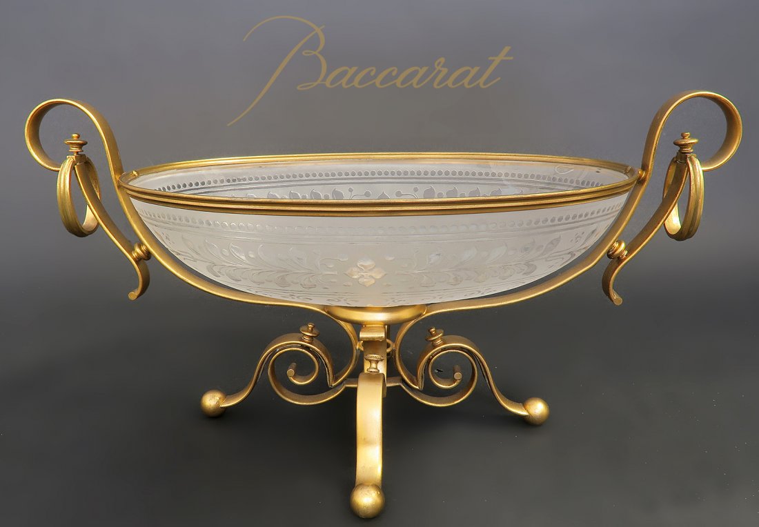 19th C. French Bronze & Baccarat Crystal Centerpiece (1 of 3)