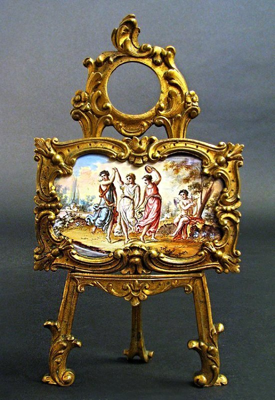 19th C. Viennese Enamel & Bronze Frame & Easel (1 of 6)