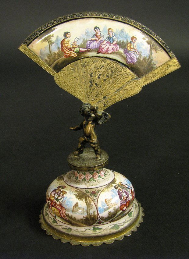19th C. Viennese Enamel on Silver Miniature Fan (1 of 7)