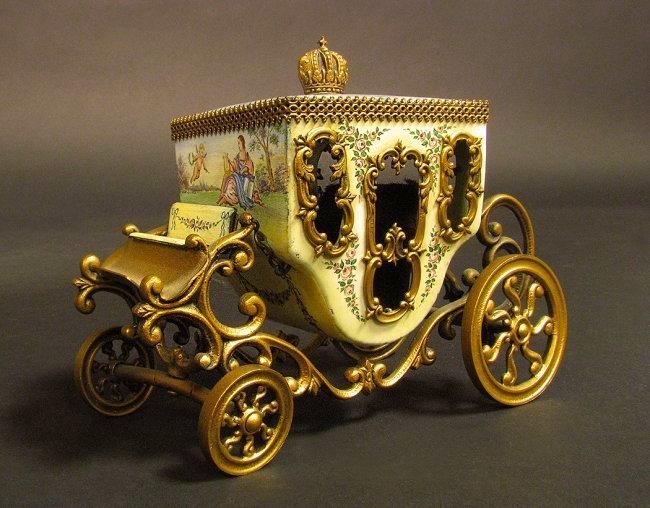 19th C. Viennese Enamel Miniature Carriage (1 of 7)