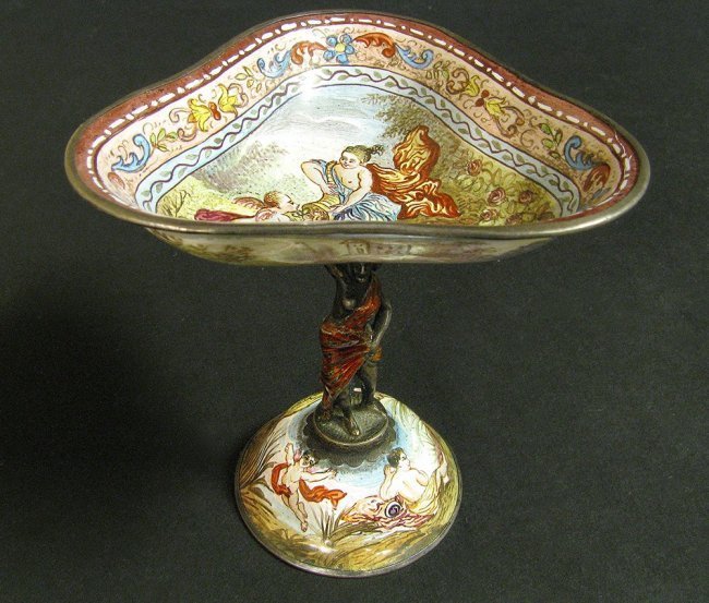 19th C. Viennese Enamel Miniature Work on Silver (1 of 6)