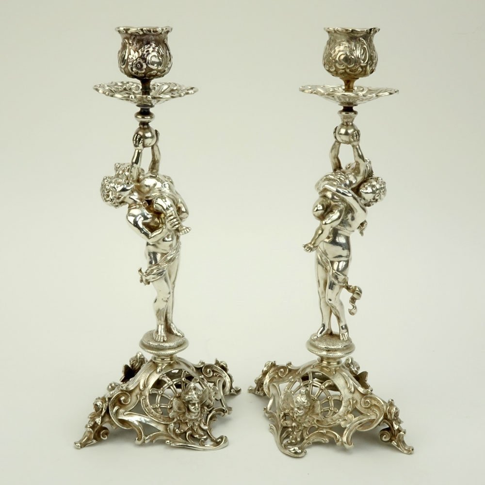 19th C. German Figural Sterling Silver Candle Sticks (1 of 5)