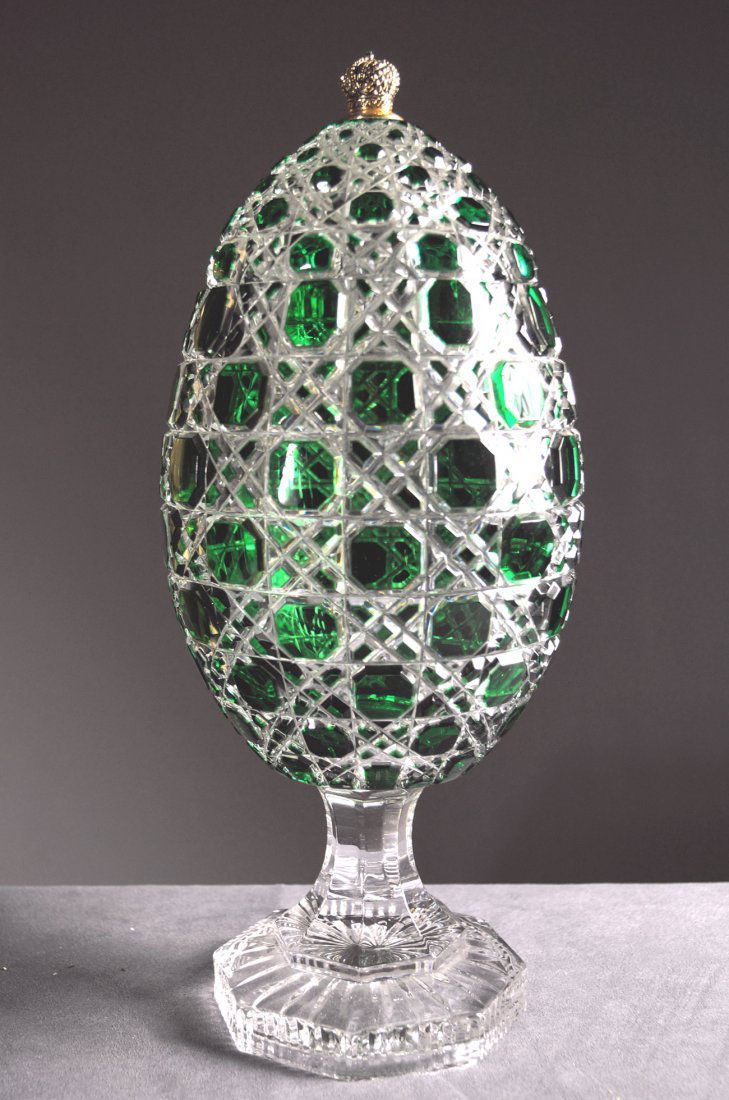 Large Faberge Bohemian Crystal Egg-Form Container (1 of 4)