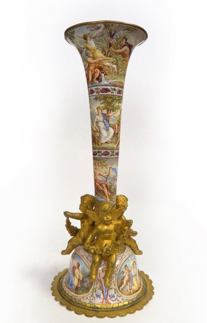 19th C. Viennese Enamel Figural Miniature Vase (1 of 6)