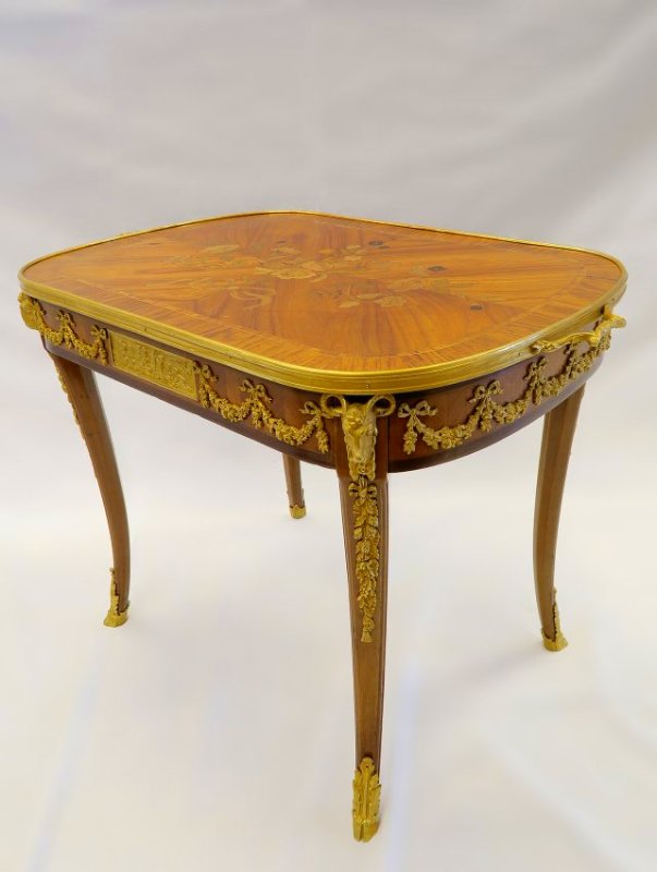 Fine French 19th C. Marquetry/Parquetry Table Ambulante (1 of 5)