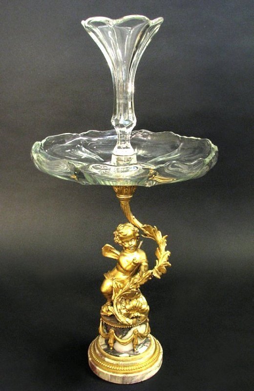 Large 19th C. Bronze and Crystal Figural Centerpiece (1 of 7)