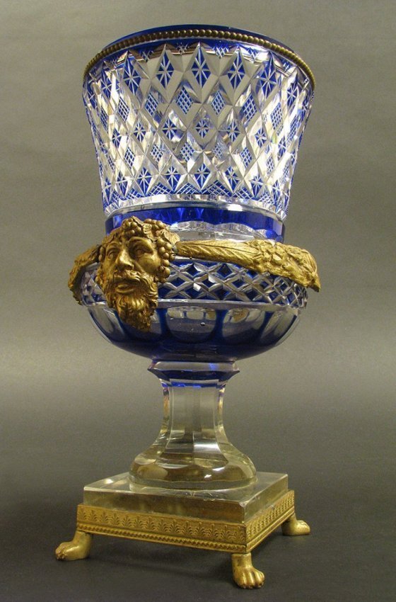 19th C. Austrian Bronze and Blue Cut Crystal Vase (1 of 5)