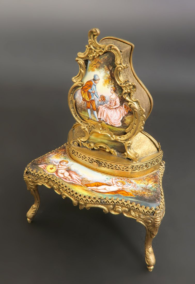 19th C. Viennese Enamel Miniature Dressing Table (1 of 6)