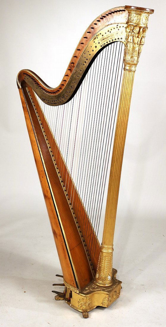 Regency J&J; Erat Patent Parcel-Gilt Harp 19th C. (1 of 4)