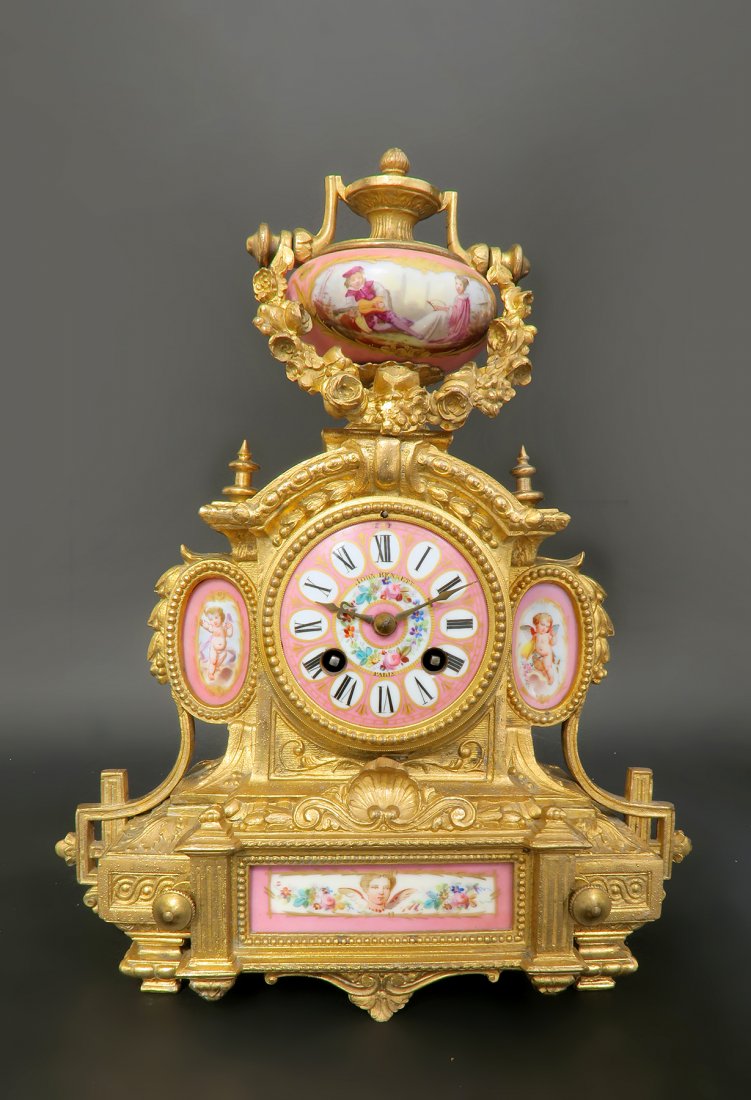 19th C. Pink Sevres Porcelain Clock (1 of 4)