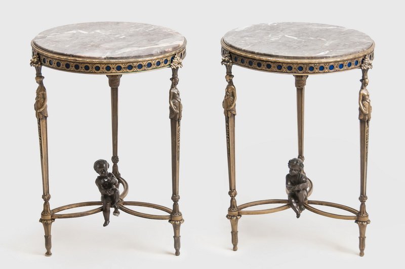 19th C. Figural Bronze & Marble Gueridons/Side Table (1 of 5)