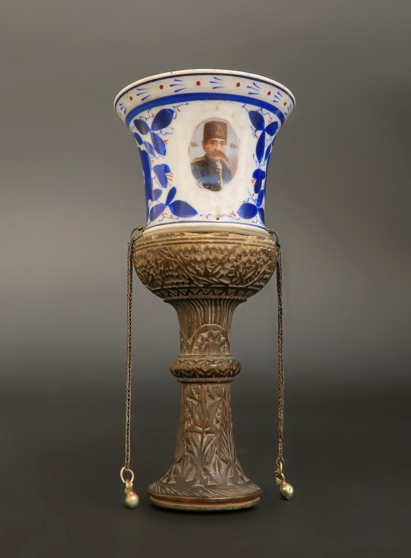 19th C. Persian Qajar Porcelain Hookah Head (1 of 3)