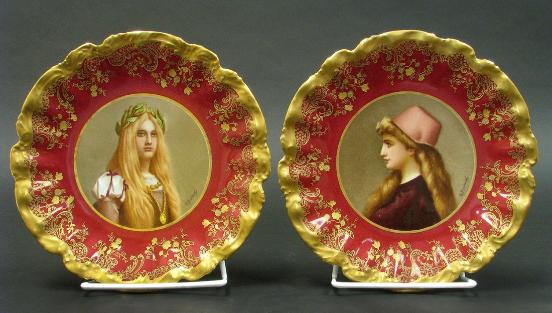 Pair of Hand Painted 19th C. Sevres Portrait Plates (1 of 8)