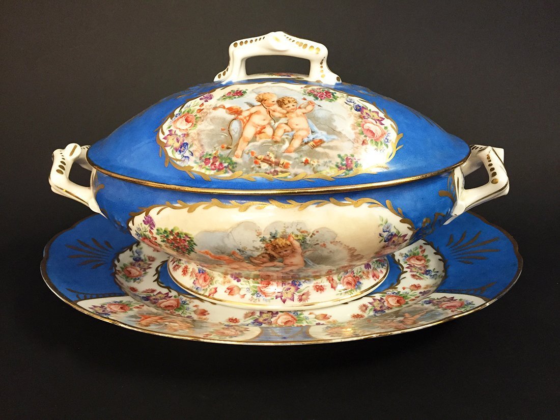 French Sevres Porcelain Tureen & Underplate (1 of 5)