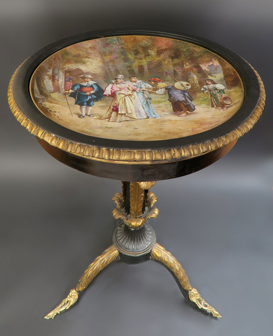 19th C. French Hand Painted Wooden Side Table (1 of 6)