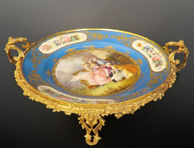 19th C. Bronze Mounted Hand Painted Sevres Centerpiece (1 of 4)