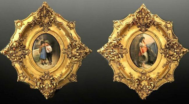Lot of Two 19th C. Framed Berlin KPM Porcelain Plaques (1 of 6)