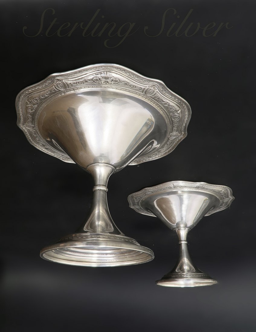 A Beautiful Pair Of Sterling Silver Candy Bowl (1 of 7)