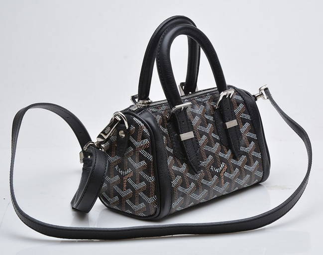 Canvas & Black Leather Mini Croisiere Handbag. Goyard.