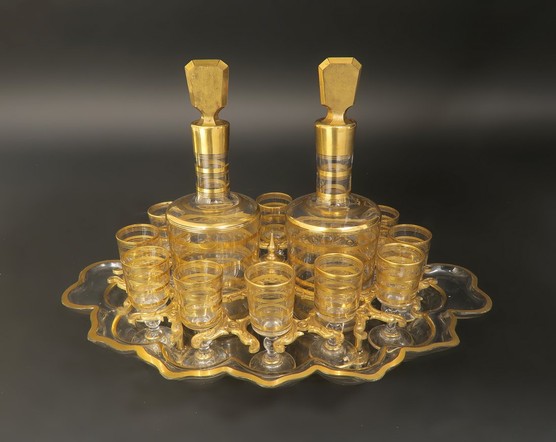 19th C. French Bronze & Baccarat Crystal Tantalus (1 of 4)