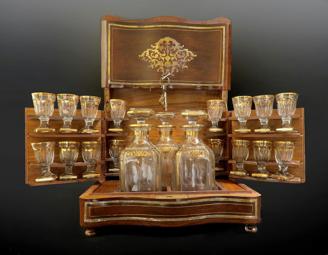 19th C. French Baccarat Crystal Tantalus/Cave a Liqueur (1 of 4)