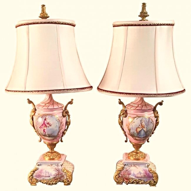 Pair Of French Pink Sevres Style Lamps (1 of 1)