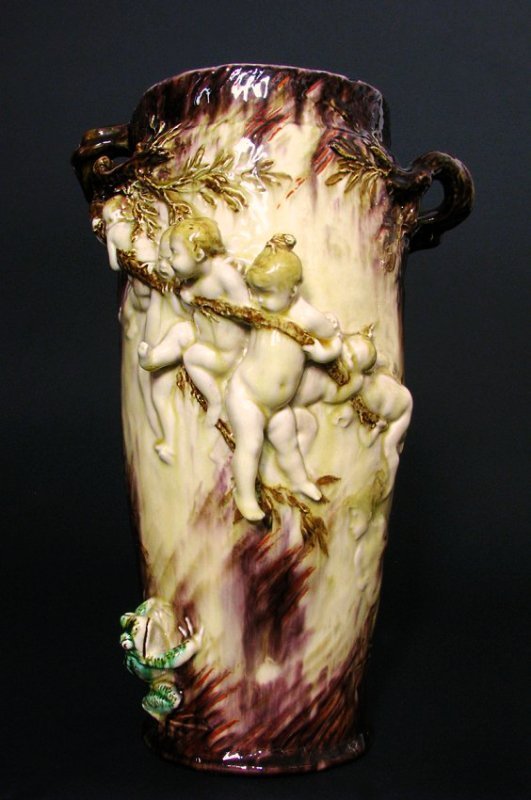 19th C. French Vase by Theodore Deck "Les Grenouilles": Large 19th C. French Porcelain Vase by Theodore Deck "Les Grenouilles"Height: 14 inches Length: 9.5 inches