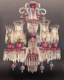 Cut Crystal Baccarat/Bohemian Style Chandelier: Cut Crystal Baccarat/Bohemian Style ChandelierHeight: 36 inches Width: 27 inches