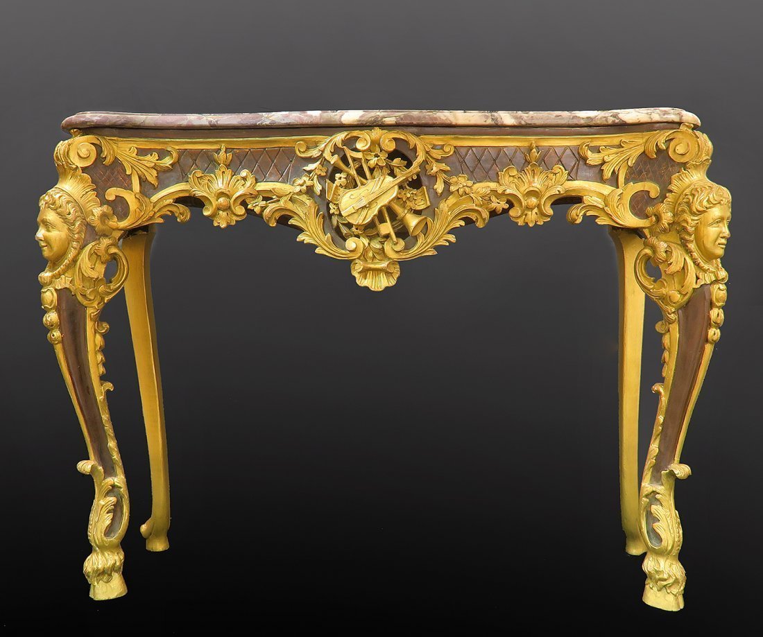 19th C. Very Fine French Carved Wood Figural Console (1 of 3)