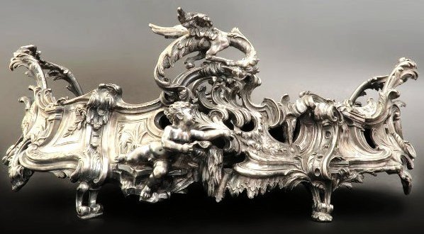 Large 19thC. Figural Silvered Bronze Jardiniere/Planter (1 of 3)