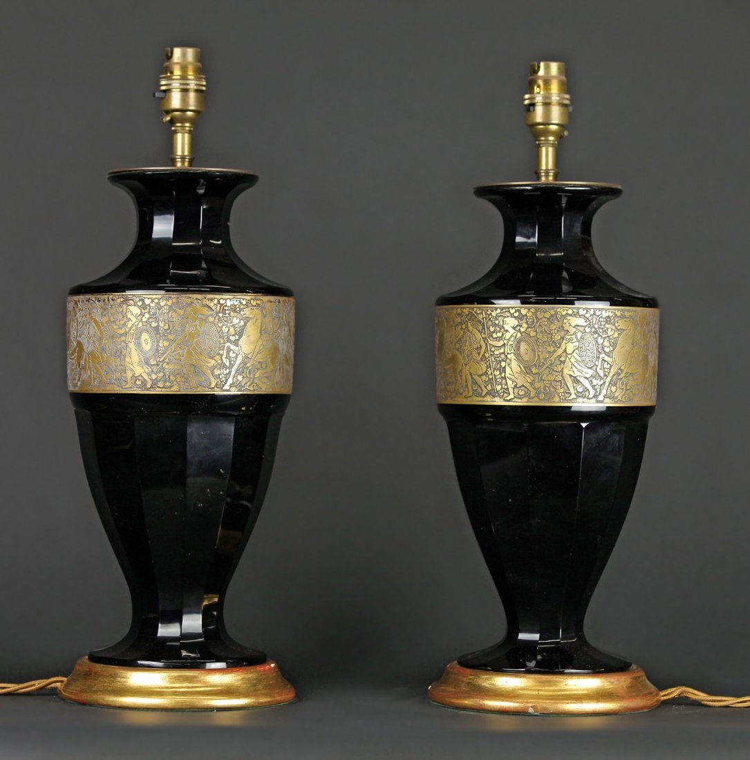 Pair of 19th C. Moser Lamps (1 of 4)