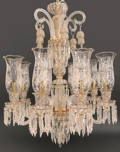 Baccarat / Bohemian Style 8 Branch Crystal Chandelier: Baccarat / Bohemian Style 8 Branch Crystal ChandelierH 36"W 23"